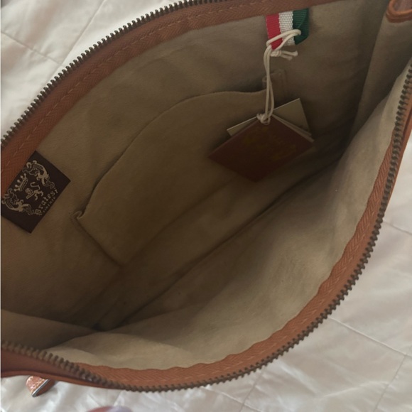 Tan Leather Clutch with Gold Hardware